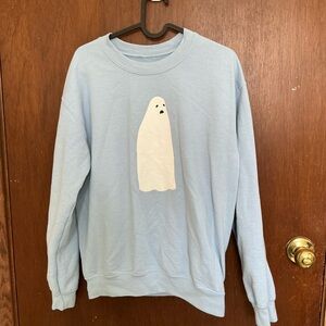 Lorien Stern Women's Ghost Graphic Light Blue Pullover Sweatshirt